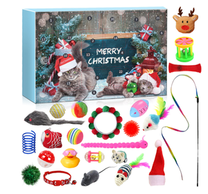 Personalizzato per animali domestici calendario dell'avvento natale scatola cieca giocattolo interattivo per gatti regalo gatto piuma Teaser e palla campana giocattoli - Product Image 4