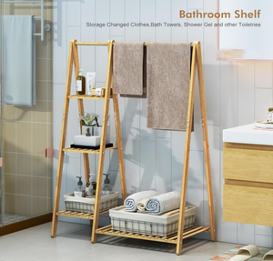 Costumes organisateur enfants vêtements suspendus support bambou <span class=keywords><strong>bois</strong></span> vêtements vêtement support avec étagères - Product Image 5