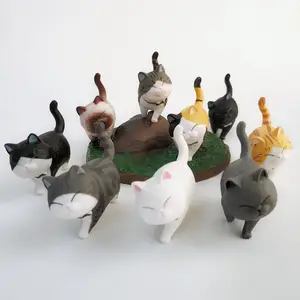 Оптовые продажи мини-фигурки кошка-Мини кошка кавайная Коллекционная модель игрушки для детей японское аниме милые колокольчики кошка праздничный подарок экшн-фигурка мини резиновые кошки
