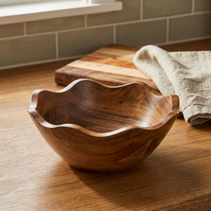 Tazones de Madera de Acacia Pulida Ecológicos Vintage para Ensaladas y Pasta, para Restaurantes y Fiestas, Tazones para Frutas - Precio Económico - Product Image 1