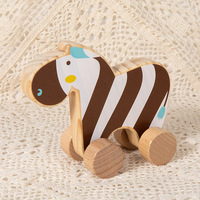 Poussette en bois pour bébé, jouet éducatif précoce pour apprendre à marcher, intelligence des enfants, petit chariot à tambour zèbre, construction