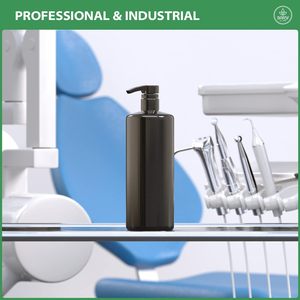 Distributeur de savon de salle de bain noir de luxe 17 oz 500ml bouteille en plastique cylindrique bouteilles en PET bouteille de shampooing à pompe en aluminium - Product Image 6