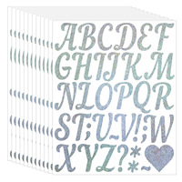 Autocollants alphabet multicolores à paillettes, lettres cursives autocollantes, cœurs, points d'interrogation, étiquettes cadeaux pour scrapbooking, projets scolaires