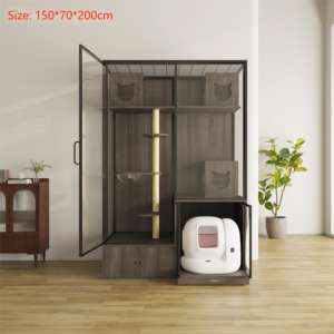 Nouvelle conception 2026, prix d'usine, mobilier de luxe pour animaux de compagnie, cage pour chat, bois massif, verre trempé, villa respirante pour chat, maison pour chat - Product Image 2