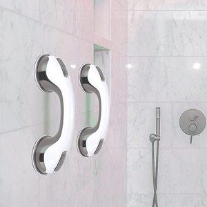 Salle de bain Lot de 2 barres d'appui à prise forte de 12 pouces Poignée de <span class=keywords><strong>douche</strong></span> avec ventouse <span class=keywords><strong>Barre</strong></span> d'appui à ventouse de sécurité pour salle de bain - Product Image 1