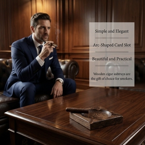 Vietnam Wooden Cigar Ashtray Square Desktop Tray for Indoor or Outdoor Office Home Decoration Solid 4-Slot Cigar <b>Holder</b> - Product Image 1