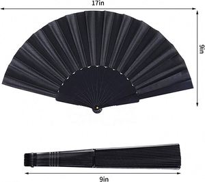 Abanico de Tela y Plástico Negro, Plegable, para Regalo, Manualidades, Decoración - Product Image 3