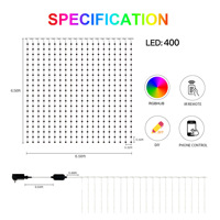 Guirlande lumineuse LED intelligente RGB étanche pour intérieur, à commande tactile, avec motifs programmables, texte, lumière de Noël - à intensité variable