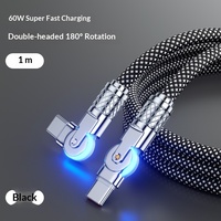 Cable de Datos de Estilo Mecha con Trenzado de 48 Hilos de Aleación de Zinc, Doble Ángulo y Rotación de 180°, Compatible con Laptops de 15 Pulgadas, Carga USB-C