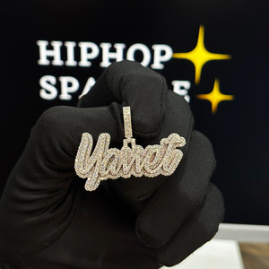 Custom <b>Name</b> Pendant 1.9 Inch Iced Out Moissanite Hip Hop Jewelry 925 Sterling Silver Luxury Bling <b>Chain</b> Pendant for Men Women - Product Image 1