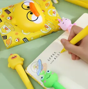 Deli — bloc-notes de compression en cuir pour enfants, créatif, dessin animé, canard jaune, tapis à presser, Kawaii, papeterie, cadeaux