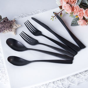 Soporte Vajilla con logotipo personalizado Cubiertos Besteck Set Tenedor Cuchara Cuchillo Cubiertos para restaurantes Negro - Product Image 4