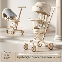 Poussette bébé en alliage d'aluminium 360 °   Siège rotatif pliable à une touche 175 °   Poussette de voyage pour bébé avec siège inclinable, ceinture de sécurité à 5 points et plateau amovible