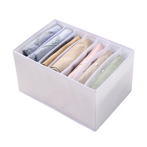 Custom logo Jeans Clothes Separator Bag Organizer Basket wardrobe drawer transparent storage Foldable clothes storage box