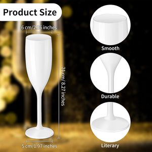 Flûtes à champagne incassables réutilisables en <span class=keywords><strong>plastique</strong></span> acrylique blanc avec logo personnalisé pour la fête de la douche nuptiale de mariage - Product Image 2