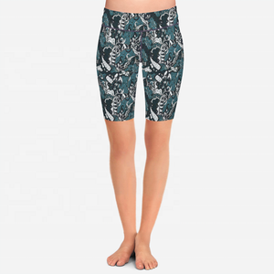 Venta al por mayor Mujeres Correr Palmeras Impreso Transpirable Secado rápido Yoga Leggings Spandex Deportes Cintura alta Yoga <span class=keywords><strong>Biker</strong></span> Shorts - Product Image 2