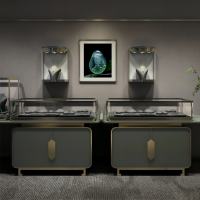 Vitrine de luxe pour bijoux fins avec cadre en fer, verre haute transparence et éclairage LED pour magasins de détail et centres commerciaux