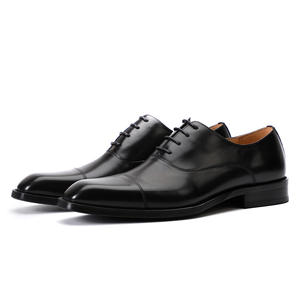 Zapatos de cuero de tres correas para hombre para vestimenta formal de negocios, zapatos Oxford de cuero genuino con punta cuadrada, zapatos de boda - Product Image 1