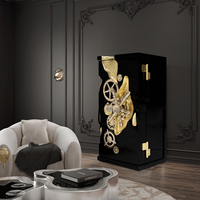 Coffre-fort de luxe pour salon au design italien haut de gamme, intérieur en velours, caractéristiques personnalisables et accents plaqués or