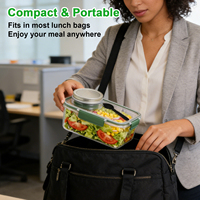Nouveau récipient à salade en verre Mason, boîte à lunch portable, étanche, organiseur de repas, pot à salade avec fourchette