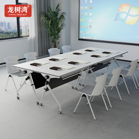 Table de formation pliante à plateau rabattable avec roulettes, bureau d'apprentissage moderne pour étudiants, idéal pour les salles de formation et les salles de conférence.