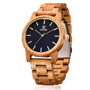 Relojes de madera de <span class=keywords><strong>Mango</strong></span> de lujo para hombre y mujer, de marca personalizada, informal, de cuarzo, UWOOD, Koa, de madera de Acacia de oliva - Product Image 5