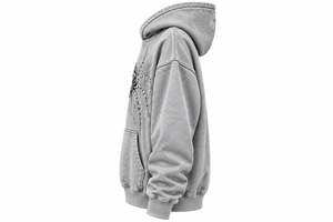 Sudadera con Capucha para Hombre, Color Gris, con Estampado de Araña, Estilo Casual, de Forro Polar, con Bolsillo Delantero, Corte Holgado - Product Image 3