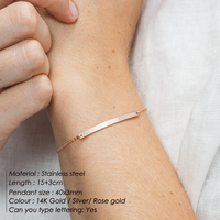 EManco minimaliste personnalisé gravé bracelet personnalisé 14K or barre en acier inoxydable bracelet pour meilleur ami et petite amie cadeau