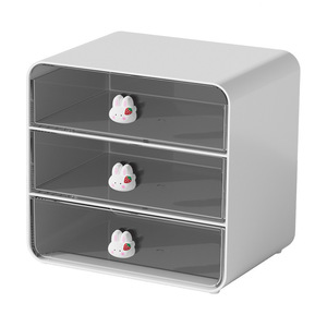 Desktop Storage <b>Box</b> Rectangle Drawer Organizer White Pink Modern Office Desk Cabinet Student Stationery Cosmetic Holder - Product Image 5