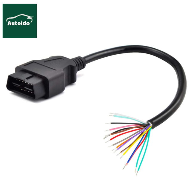 OBD-II 16 Pin to to End Open Plug Wire - OBD2 Male 16 Pin Connector Round Extension Diagnostic Cable(1ft/0.3m) (Male)