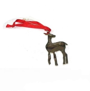 Mini pendentif cerf ornement d'arbre de Noël en laiton de haute qualité avec finition en nickel petite décoration en métal artificiel pour un usage domestique - Product Image 1