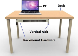 Customizable Under <b>Desk</b> Rack Mount Kit, Heavy Duty Network Equipment Bracket, Easy Install 19 Inch Rack Support Holder - Product Image 5