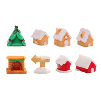 Figurines miniatures en résine de Noël, maison de neige, arbre de Noël, décorations faites à la main DIY