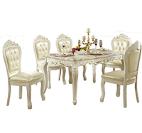 Ensemble de table à manger en bois de luxe européen, plateau en marbre classique, 4-6 chaises, utilisation à domicile ou au restaurant, haute qualité, vente en gros d'usine