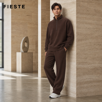 Ensemble de sport décontracté pour homme automne-hiver : sweat-shirt à col montant et demi-zip, pantalon large pour la course et le fitness