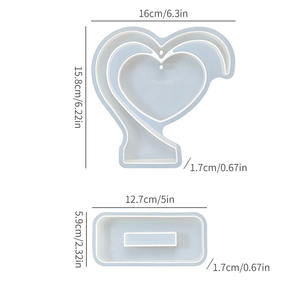 Большие <span class=keywords><strong>3D</strong></span>-формы для фоторамок из смолы, формочки в виде сердца для эпоксидной смолы, силиконовые формы для самостоятельного изготовления персонализированных фоторамок для творчества - Product Image 2
