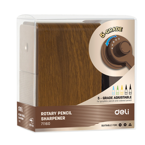<span class=keywords><strong>Taille</strong></span>-<span class=keywords><strong>crayon</strong></span> rotatif Deli E71160 de haute qualité pour crayons en graphite de diamètre 6,9-8 mm, marron, 5 niveaux réglables, grand bac à copeaux - Product Image 2