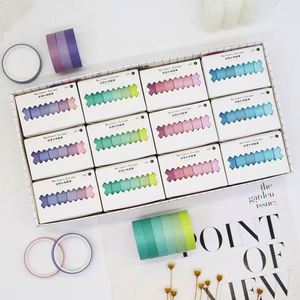 Students Hand Account Self-Adhesive Rainbow Candy-Colored Tape 6 <b>Rolls</b>/<b>Box</b> for Decoration DIY Diary Office School Stationery - Product Image 3