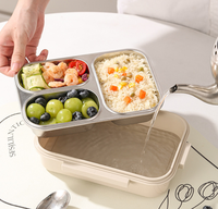 Boîte à lunch bento en plastique bleu à compartiment unique, grande capacité, écologique, conservation de la fraîcheur, moderne, à un seul niveau