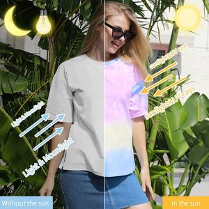 <span class=keywords><strong>T</strong></span>-shirts pour femmes Tie Dye avec changement de couleur sensible aux <span class=keywords><strong>UV</strong></span> personnalisés vierges en gros - Product Image 3