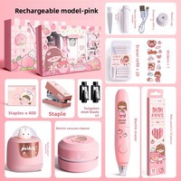 Lot de papeterie électrique de dessin animé ABI en gros, comprenant un taille-crayon électrique et un nettoyeur de bureau, idéal pour la rentrée scolaire, modèle BYSK66 pour enfants