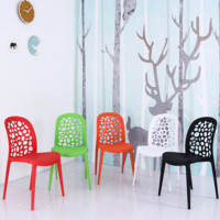 Chaise en plastique monobloc moderne orange creuse empilable pour extérieur et jardin, idéale pour la salle à manger – Offre spéciale