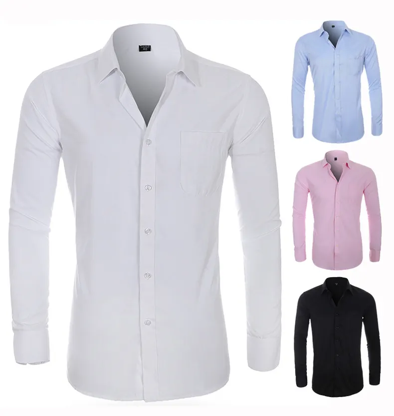 Wholesale Men's Dress Shirt Regular Fit Solid Shirt With Button Down Collar Stylish Plain Shirt Fitted For Men