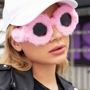 Nuevas Gafas de Sol Redondas de Felpa, Hechas a Mano, con Peluche Suave, para Fiesta, Tamaño Grande, para Mujer - Product Image 2