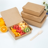 Restoran paket salata kutusu tek kullanımlık ambalaj konteyner Kraft öğle yemeği kağit kutu Fast Food gitmek için götürmek