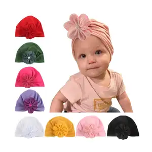 CLARMER Topi Turban Bayi Bunga Polos, Aksesori Rambut Kustom Kain Bando Anak Warna Polos