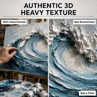 Peinture sur toile abstraite faite à la main, design personnalisé d'usine, décoration murale pour la maison, peinture à l'huile texturée 3D, vague océanique