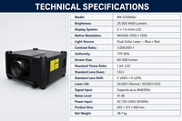 Projecteur laser LCD professionnel avancé de 25 000 lumens avec lentilles motorisées en option (déplacement de la lentille, mise au point et zoom)