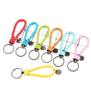 Porte-clés créatif fait main en acier tungstène tressé avec cordon en cuir, pendentif de voiture pour femme, modèle cadeau - Product Image 1