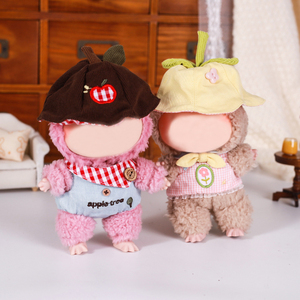 17cm La BU BU quần áo trang Phục Búp Bê sang trọng quần áo mùa hè ngọt ngào giải trí thiết lập cao bồi Jumpsuit Kẻ Sọc vest với dễ thương hat phụ kiện - Product Image 3